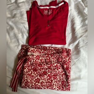 NWOT Red Henley Top and Floral Pajama Set